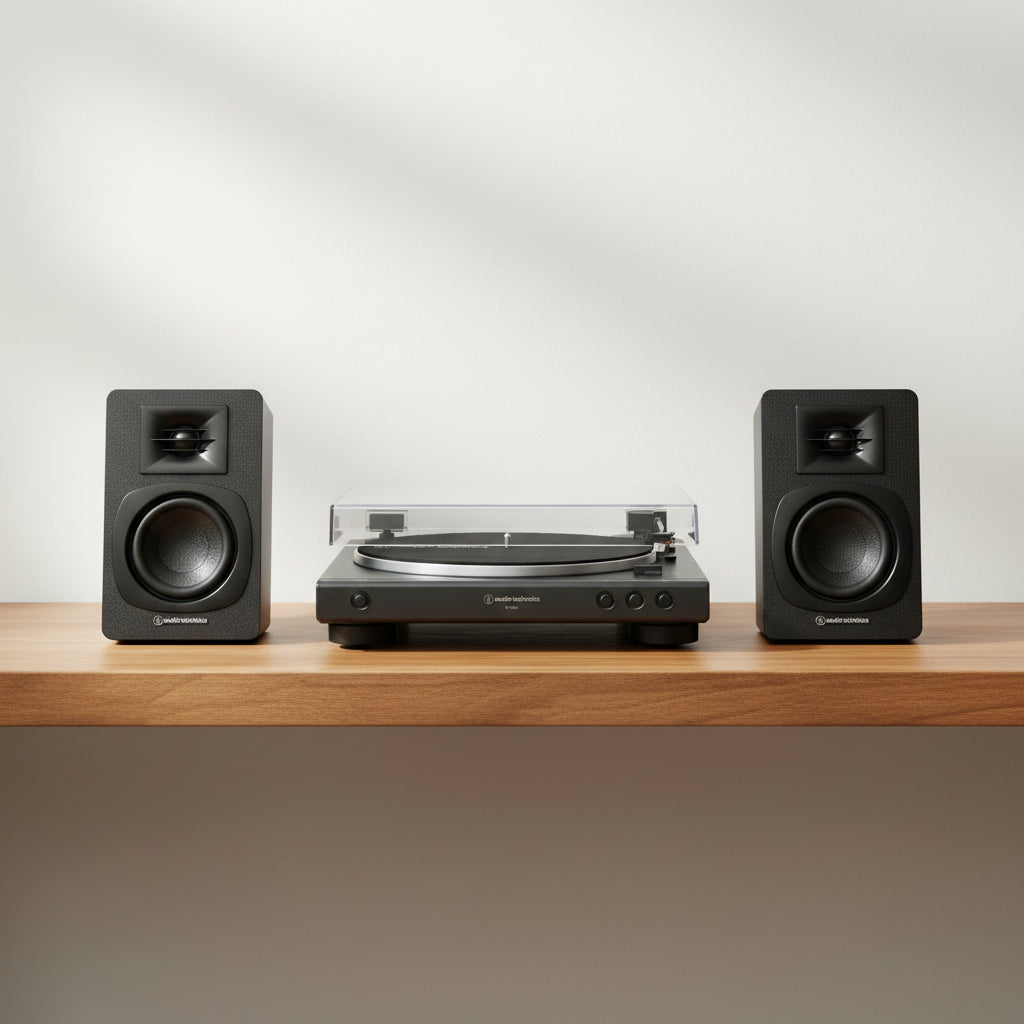 Audio‑Technica AT‑LP60X Turntable + AT‑SP3X Bluetooth Bookshelf Speaker Bundle