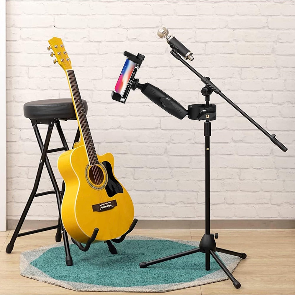 Adjustable phone clamp for studio and live performance