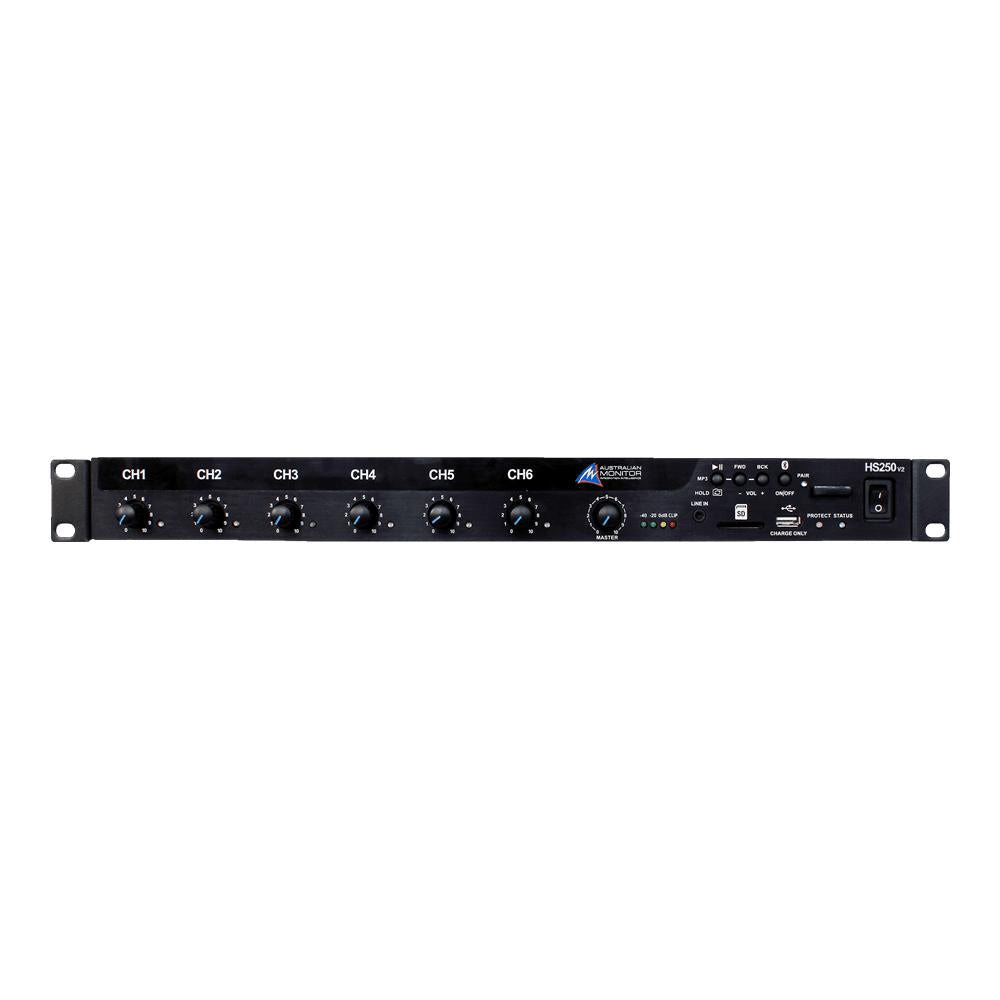 Australian Monitor HS120 V2 Mixer Amplifier 120 watts, Class D, 1RU, 9 Inputs-Cannon Sound And Light