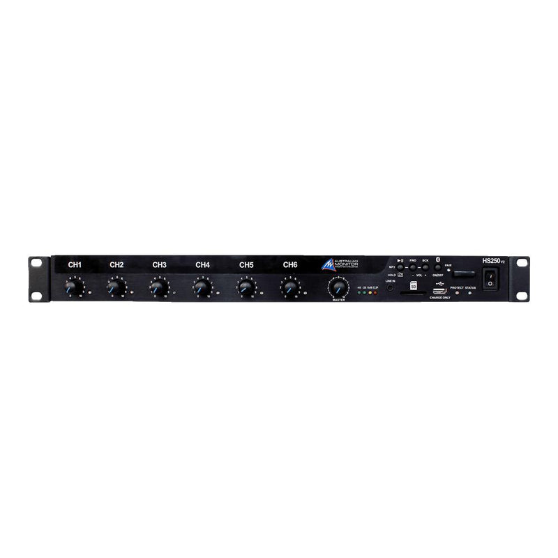 Australian Monitor HS120 V2 Mixer Amplifier 120 watts, Class D, 1RU, 9 Inputs-Cannon Sound And Light