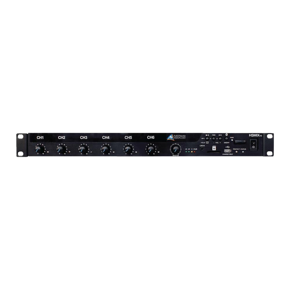 Australian Monitor HSMIX V2 9-Input 1RU Rack Mount Mic/Line Mixer w/ MP3 Player & Bluetooth-Cannon Sound And Light