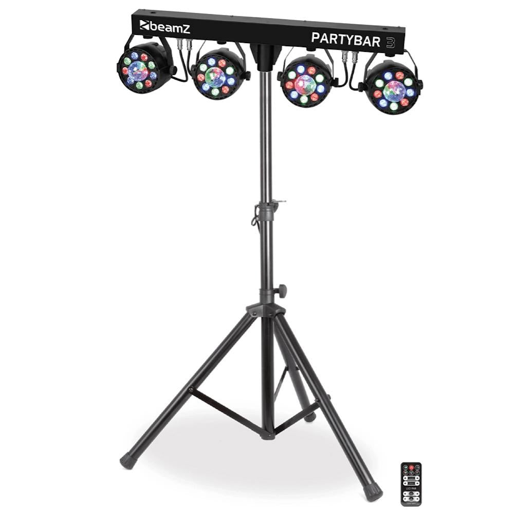 BeamZ PartyBar 3 4x PAR All-In-One LED DJ Lighting System with Magic Ball-Cannon Sound And Light