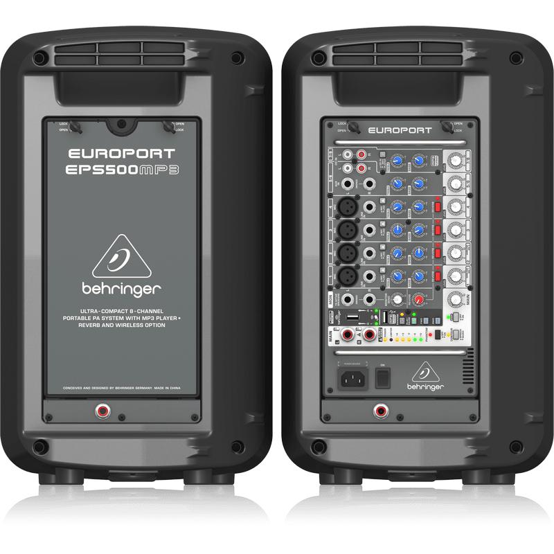 Behringer EUROPORT EPS500MP3 Ultra-Compact 500-W 8-Channel Portable PA System w/MP3 & Reverb-Cannon Sound And Light