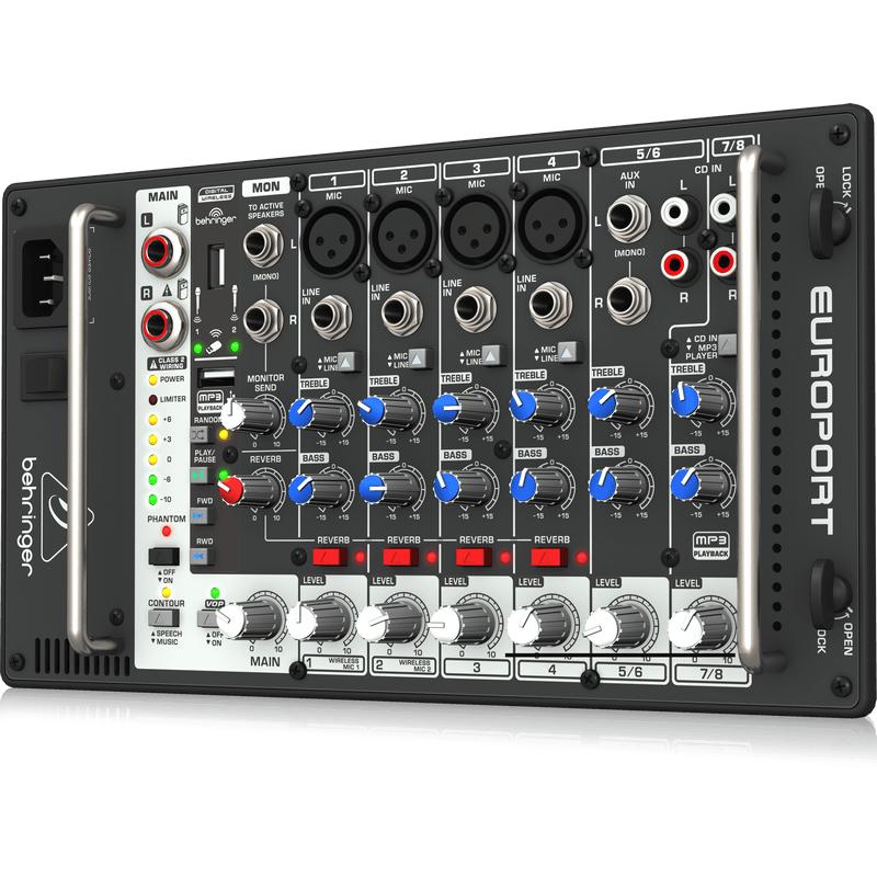 Behringer EUROPORT EPS500MP3 Ultra-Compact 500-W 8-Channel Portable PA System w/MP3 & Reverb-Cannon Sound And Light