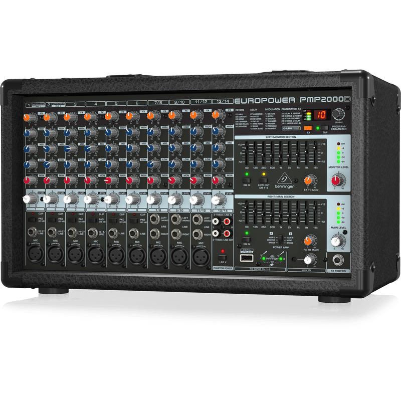 Behringer EUROPOWER PMP2000D 2000 Watt 14 Channel Powered Mixer with KLARK TEKNIK Multi-FX Processor-Cannon Sound And Light