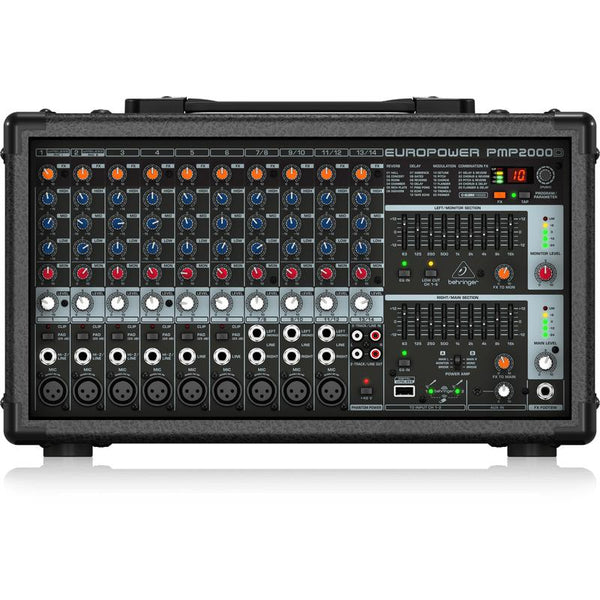 Behringer EUROPOWER PMP2000D 2000 Watt 14 Channel Powered Mixer with KLARK TEKNIK Multi-FX Processor-Cannon Sound And Light