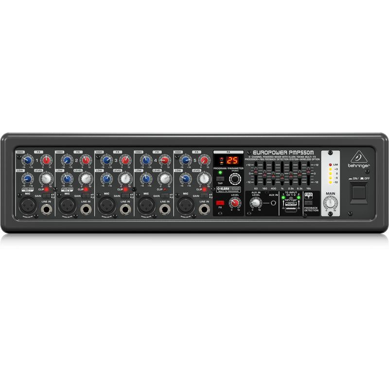 Behringer EUROPOWER PMP550M 500W 5-Channel Powered Mixer w/ KLARK TEKNIK Multi-FX Processor-Cannon Sound And Light