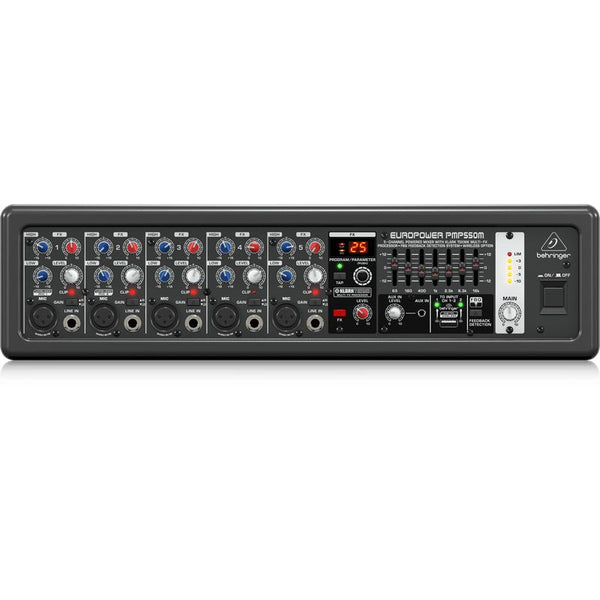Behringer EUROPOWER PMP550M 500W 5-Channel Powered Mixer w/ KLARK TEKNIK Multi-FX Processor-Cannon Sound And Light