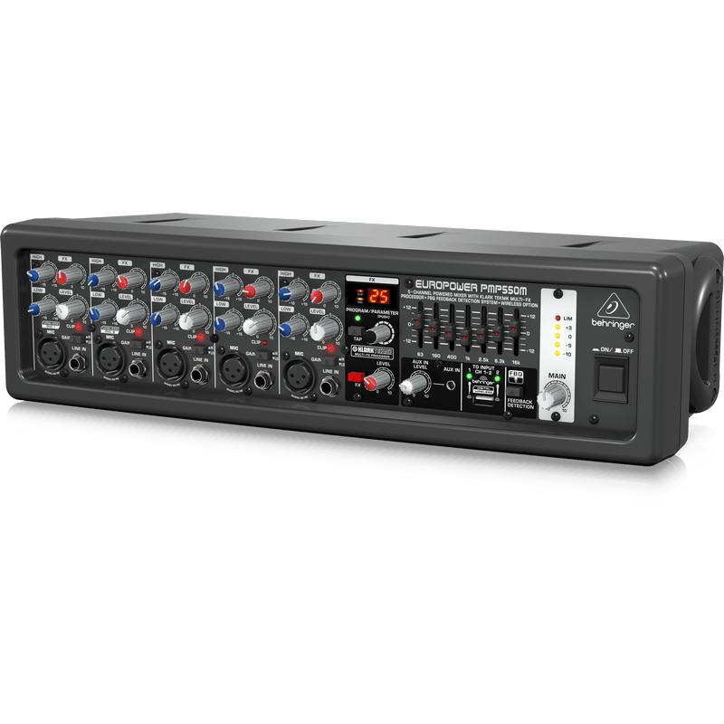 Behringer EUROPOWER PMP550M 500W 5-Channel Powered Mixer w/ KLARK TEKNIK Multi-FX Processor-Cannon Sound And Light