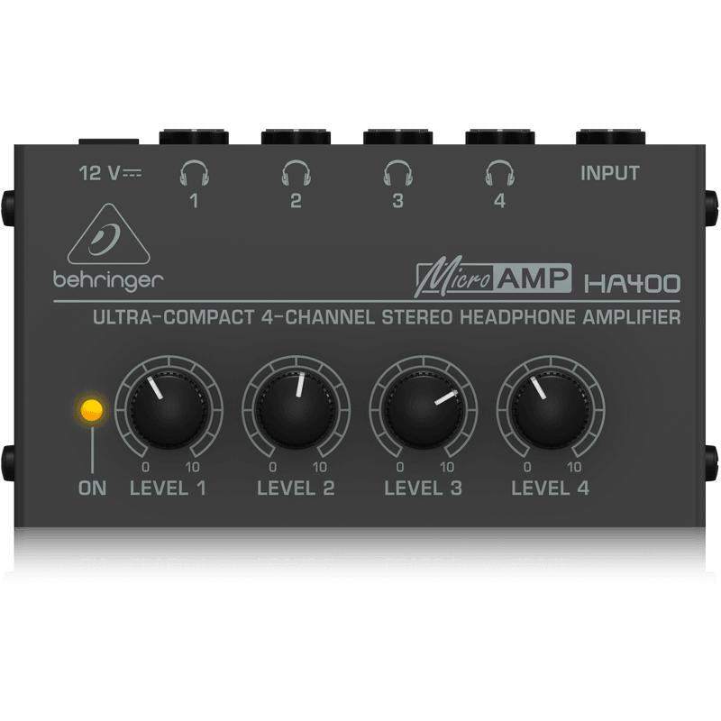 Behringer MICROAMP HA400 Ultra-Compact 4-Channel Stereo Headphone Amplifier-Cannon Sound And Light