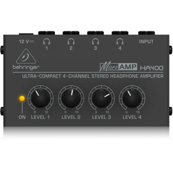 Behringer MICROAMP HA400 Ultra-Compact 4-Channel Stereo Headphone Amplifier-Cannon Sound And Light
