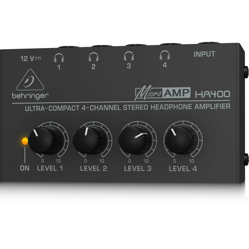 Behringer MICROAMP HA400 Ultra-Compact 4-Channel Stereo Headphone Amplifier-Cannon Sound And Light