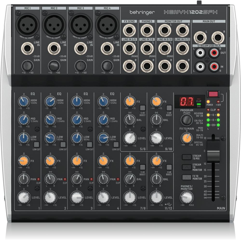 Behringer XENYX 1202SFX 12-Input Mixer with USB & FX-Cannon Sound And Light