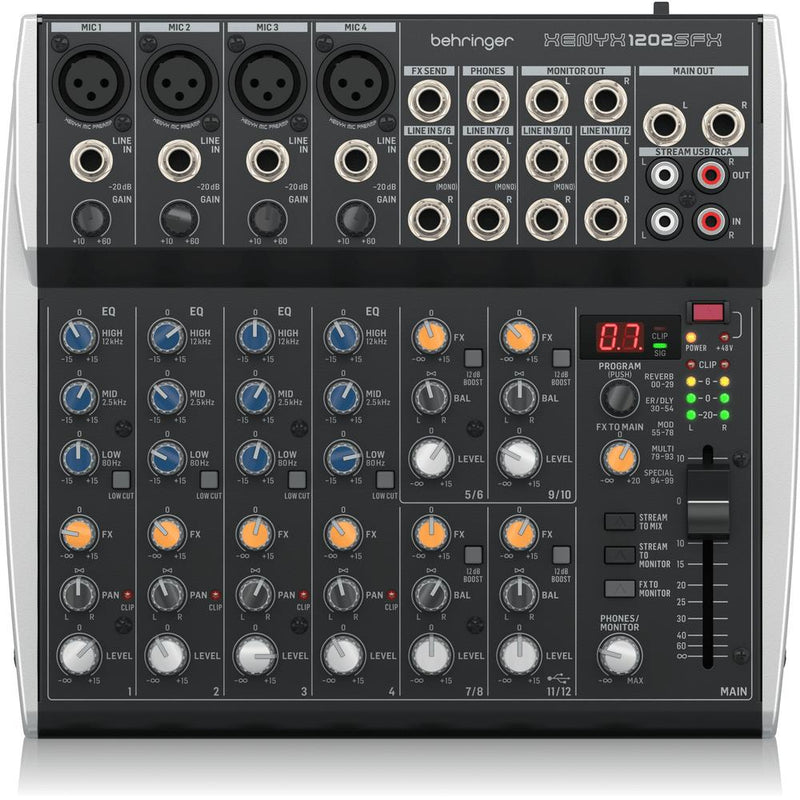 Behringer XENYX 1202SFX 12-Input Mixer with USB & FX-Cannon Sound And Light