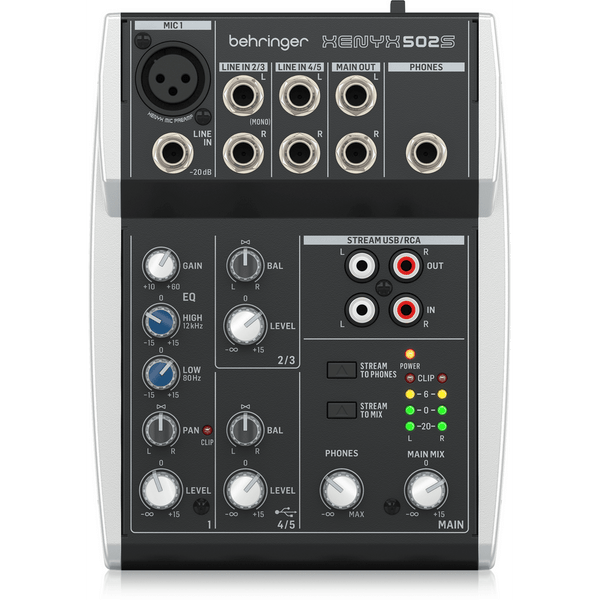 Behringer XENYX 502S Premium Analog 5-Input Mixer with USB Streaming Interface