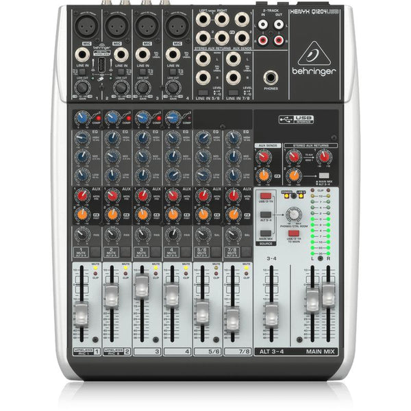 Behringer XENYX Q1204USB Premium 12-Input 2/2-Bus Mixer with XENYX Mic Preamps & Compressors-Cannon Sound And Light
