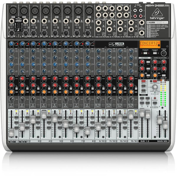 Behringer XENYX QX2222USB Premium 22-Input 2/2-Bus Mixer with KLARK TEKNIK Multi-FX Processor-Cannon Sound And Light