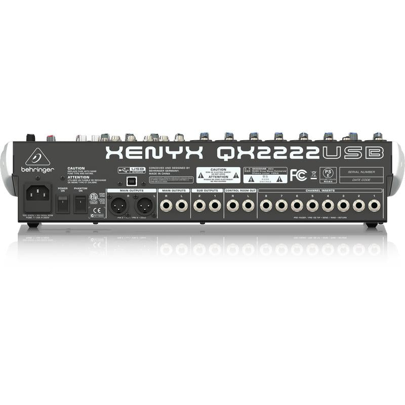 Behringer XENYX QX2222USB Premium 22-Input 2/2-Bus Mixer with KLARK TEKNIK Multi-FX Processor-Cannon Sound And Light