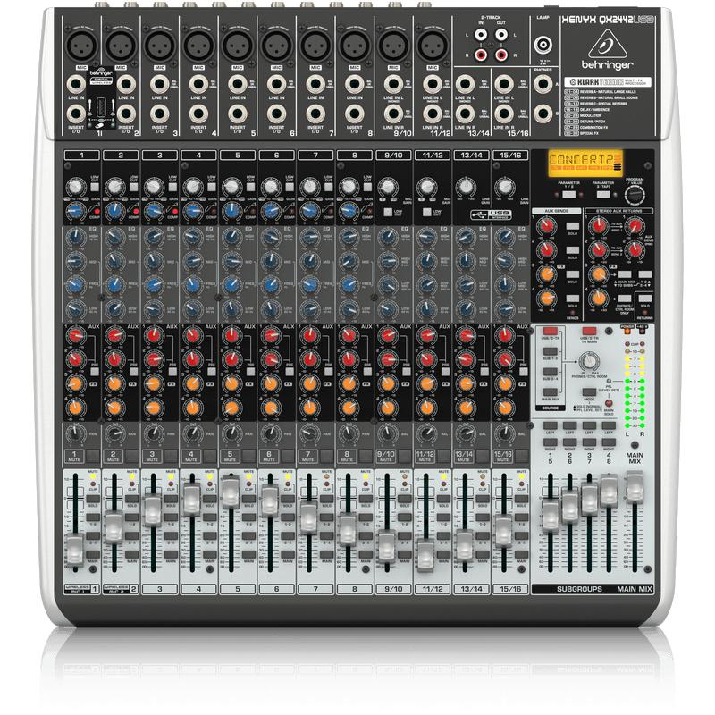 Behringer XENYX QX2442USB 24-Input 4/2-Bus Mixer w/ XENYX Mic Preamps, Compressors & Multi-FX-Cannon Sound And Light