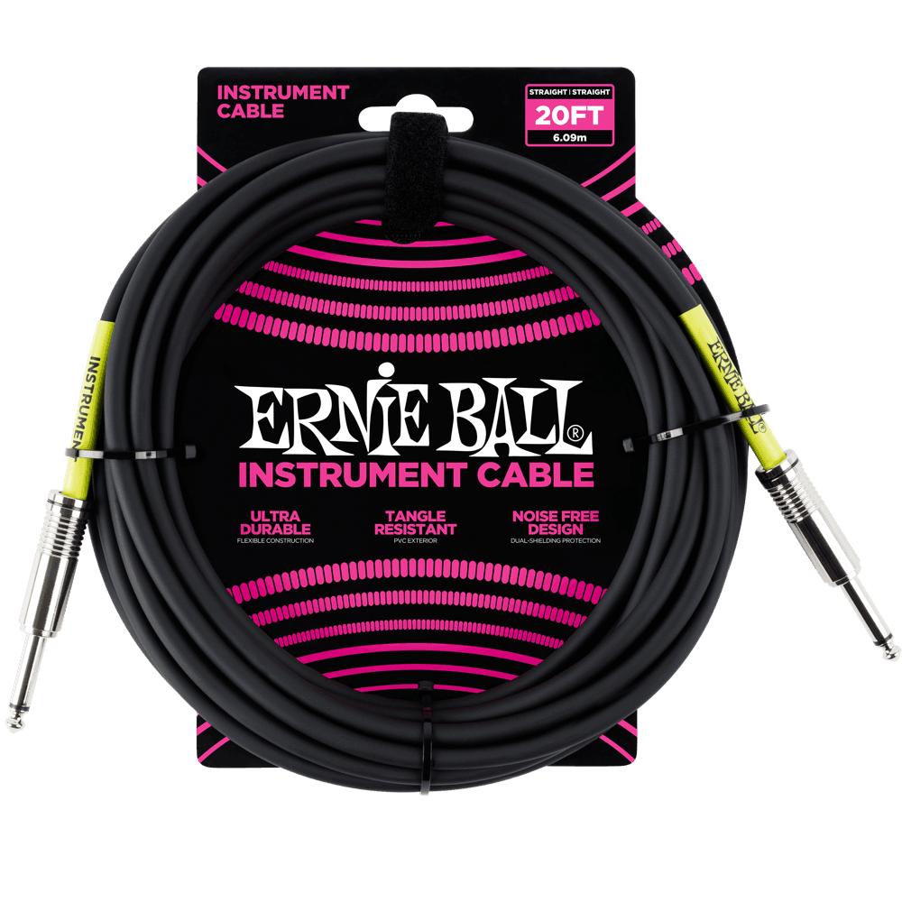 Ernie Ball P06046 Straight to Straight Black Instrument Cable - 6 Metre-Cannon Sound And Light