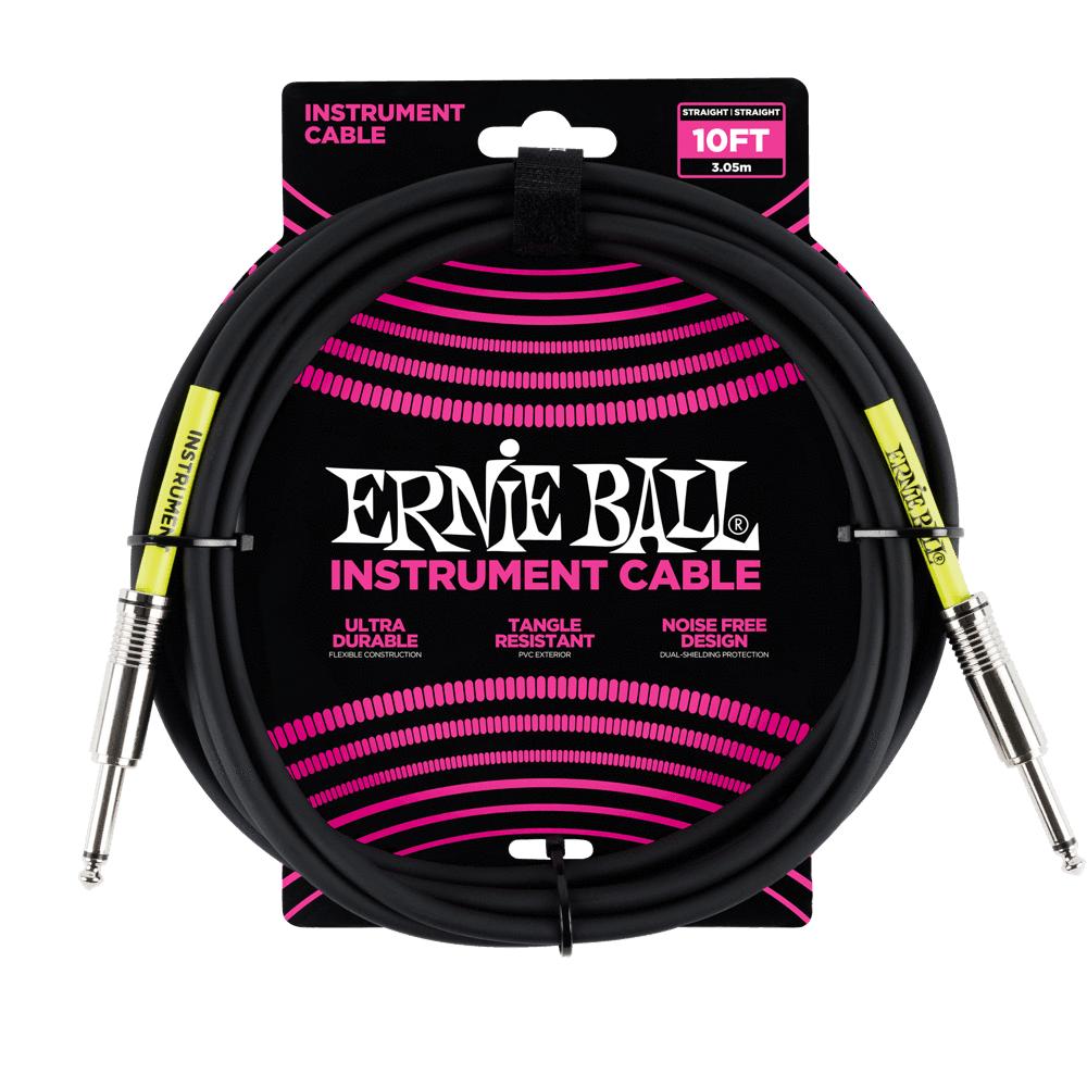 Ernie Ball P06048 Straight to Straight Black Instrument Cable - 3 Metre-Cannon Sound And Light