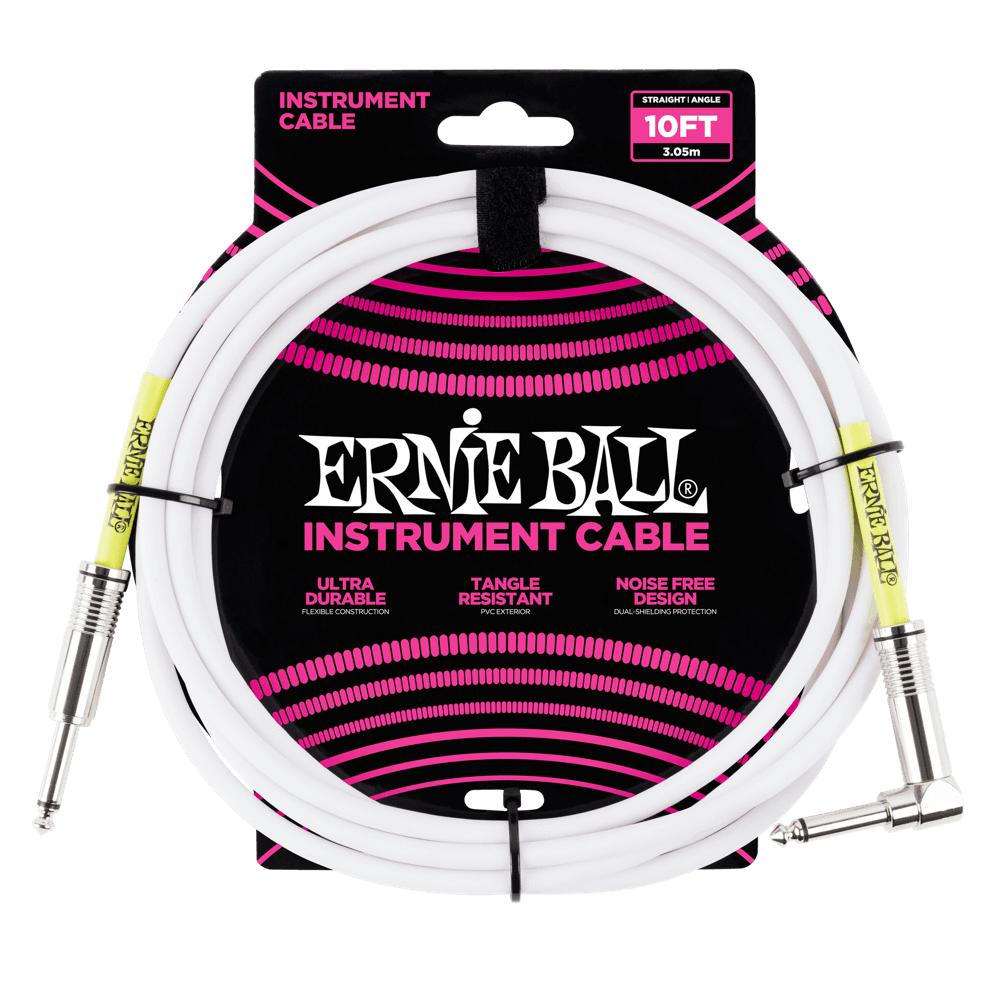 Ernie Ball P06049 Straight to Angled White Instrument Cable - 3 Metre-Cannon Sound And Light