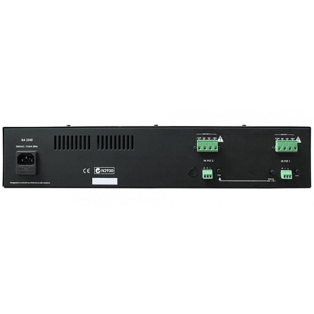 inDESIGN BA2240 2 x 240Watt Basic 4 Ohm or 100V Line Power Amplifier-Cannon Sound And Light