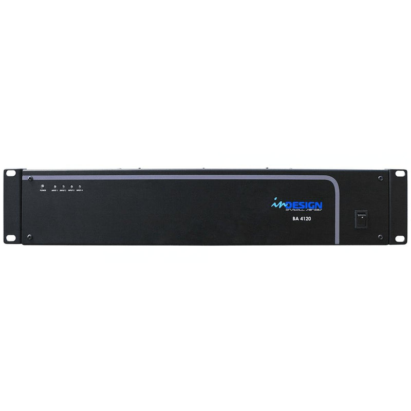 inDESIGN BA4120 4 x 120Watt Basic 4 Ohm or 100V Line Power Amplifier-Cannon Sound And Light