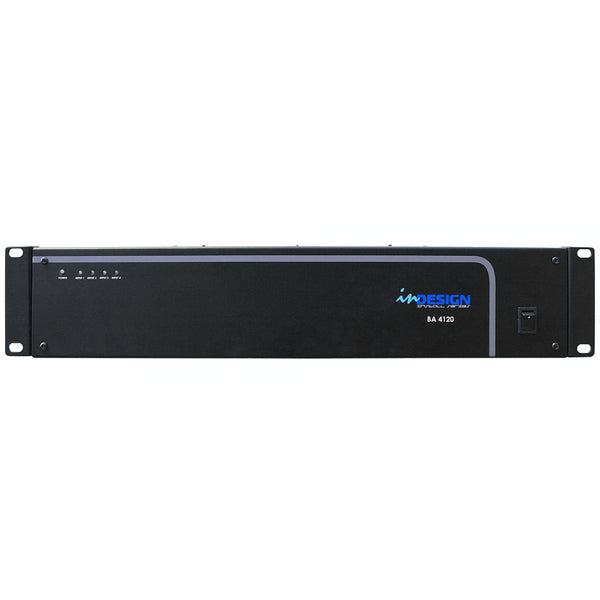 inDESIGN BA4120 4 x 120Watt Basic 4 Ohm or 100V Line Power Amplifier-Cannon Sound And Light