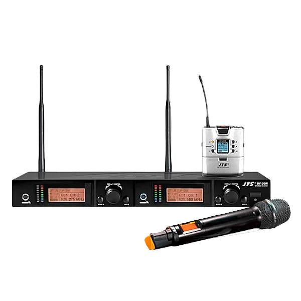 JTS UF-20 Dual Channel Beltpack Wideband Wireless System (624-694 MHz)-Cannon Sound And Light