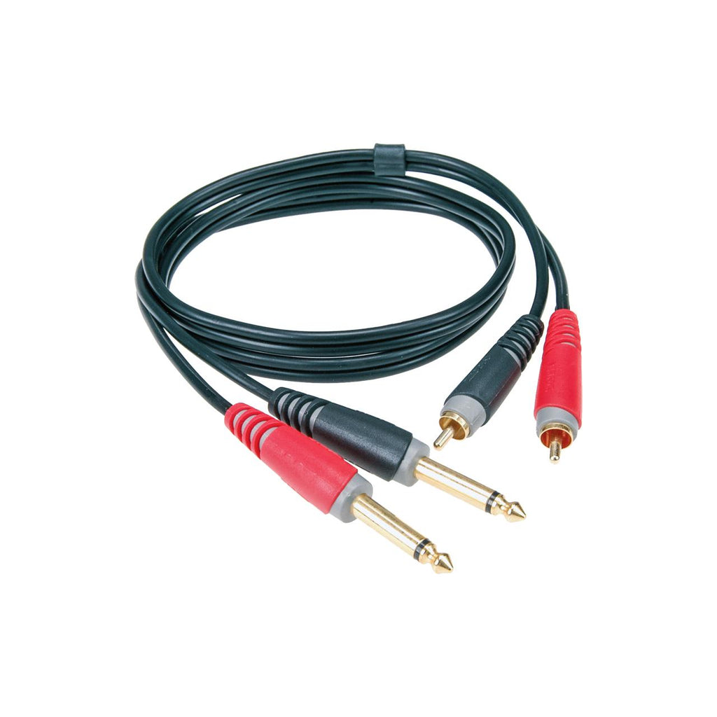 Klotz AT-CJ Twin 6.35mm Jack to RCA Cable with gold-plated connectors - 3 Metre-Cannon Sound And Light