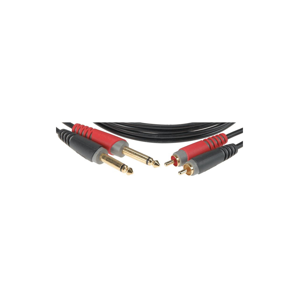 Klotz AT-CJ Twin 6.35mm Jack to RCA Cable with gold-plated connectors - 3 Metre-Cannon Sound And Light