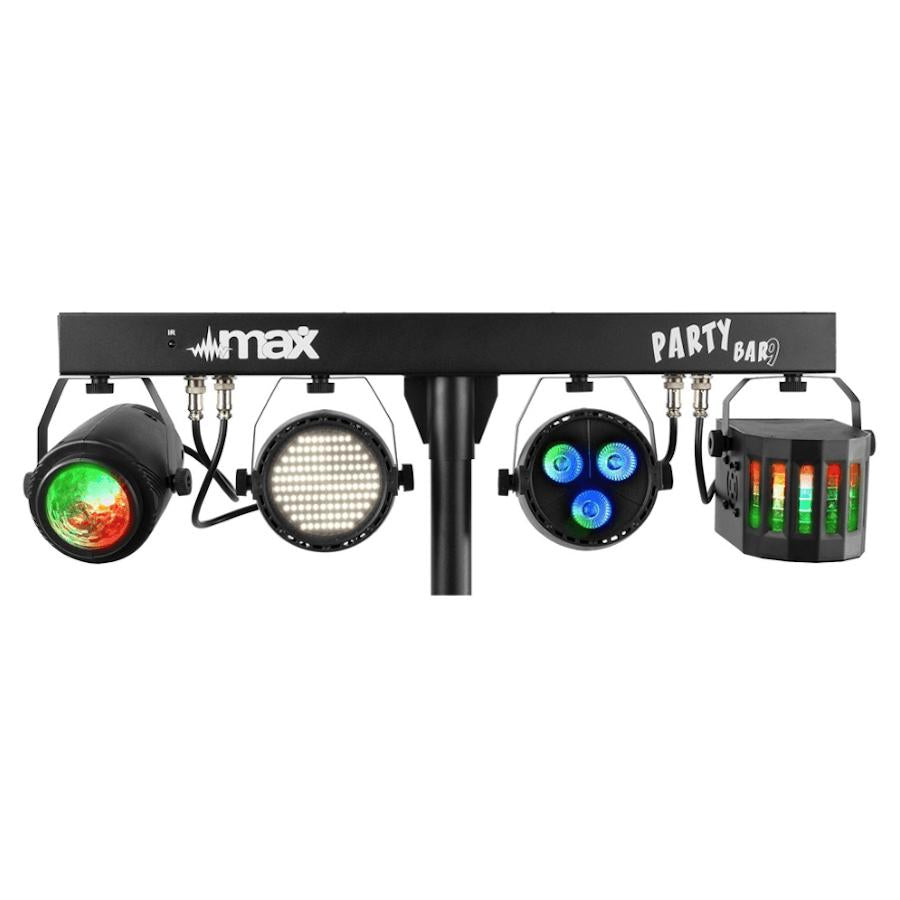 MAX PartyBar09 1x Par, 1x Strobe, 1x Derby + 1x Jellymoon LED-Cannon Sound And Light