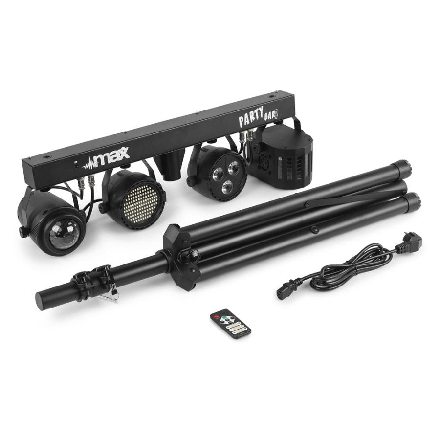 MAX PartyBar09 1x Par, 1x Strobe, 1x Derby + 1x Jellymoon LED-Cannon Sound And Light