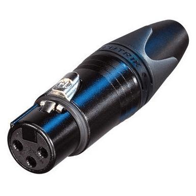 Neutrik NC3FXXB 3-Pin XLR Female Line Connector with black metal housing and gold contacts-Cannon Sound And Light