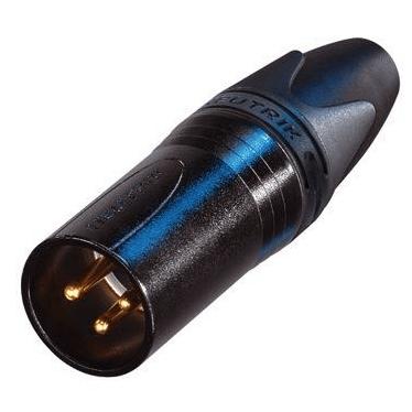 Neutrik NC3MXXB 3-Pin XLR Male Line Connector with black metal housing and gold contacts-Cannon Sound And Light