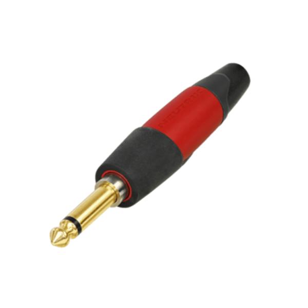 Neutrik NP2XX-SILENT 2-Pole 1/4" Jack Plug, Gold Plated Contacts, Red Coating, Silent Switch-Cannon Sound And Light