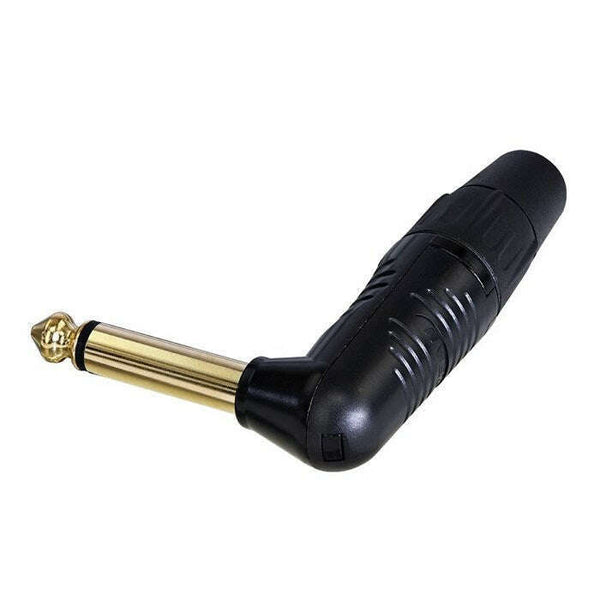 Neutrik Rean RP2RC-B 2-Pole 1/4 Inch Right Angle Black/Gold Phone Plug