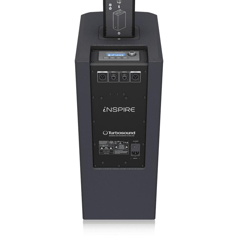 Turbosound iNSPIRE iP1000 V2 1,000W Powered Column Loudspeaker w/ Dual 8" Subwoofer & 9 Neodym Drivers-Cannon Sound And Light
