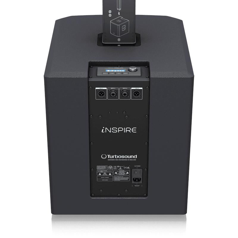 Turbosound iNSPIRE iP2000 V2 1,000W Powered Column Loudspeaker w/ 12" Subwoofer & 16 Neo Drivers-Cannon Sound And Light