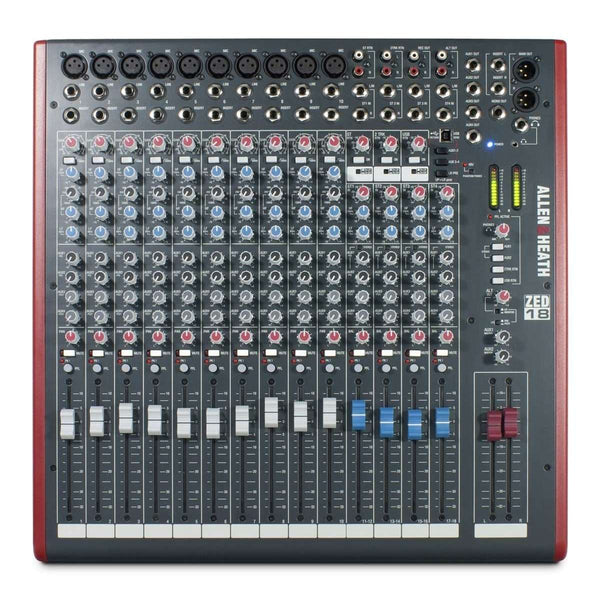 Allen & Heath ZED18 10 Mono + 4 Stereo Input Mixer with 3-band Mid-Sweep EQ & 4 Aux Sends