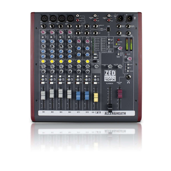 Allen & Heath ZED60-10FX 4 Mono + 3 Stereo Input Mixer w/ Mid-Sweep EQ, Digital FX & 60mm Faders