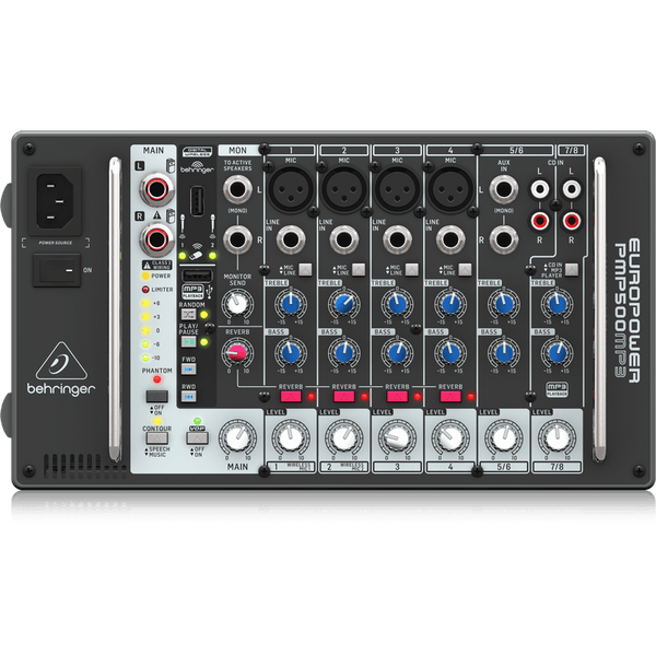 Behringer EUROPOWER PMP500MP3 Ultra-Compact 500-Watt 8-Channel Powered Mixer