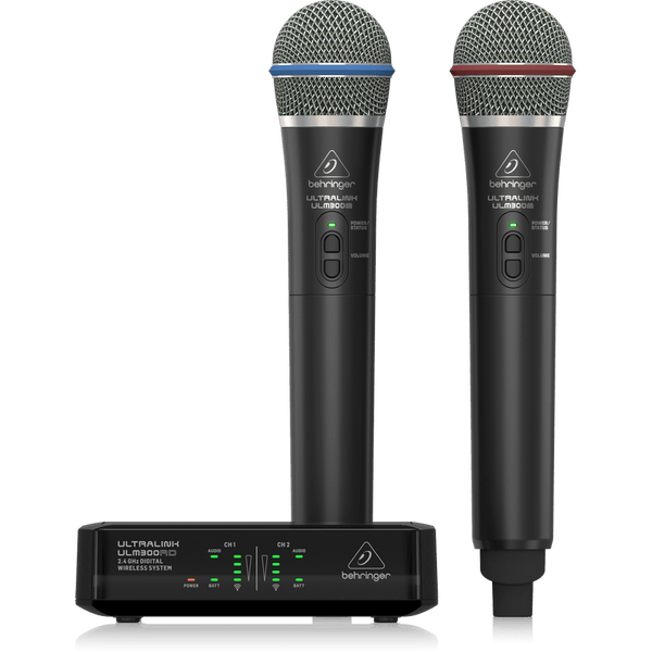 Behringer ULTRALINK ULM302MIC 2.4 GHz Digital Wireless System with 2 Handheld Microphones and Receiver