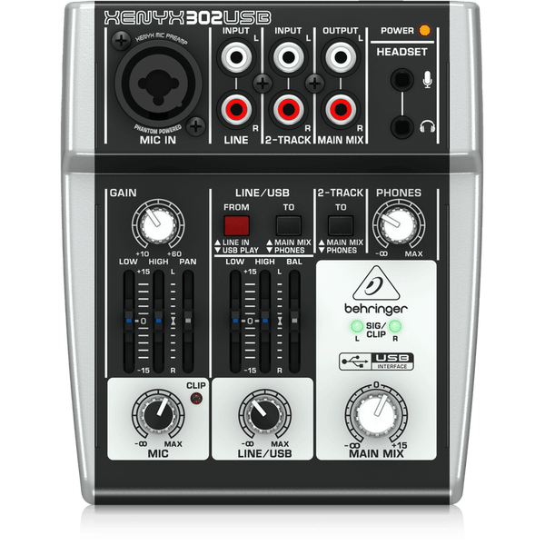 Behringer XENYX Q302USB Premium 5-Input Mixer with USB/Audio Interface