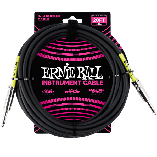 Ernie Ball P06046 Straight to Straight Black Instrument Cable - 6 Metre