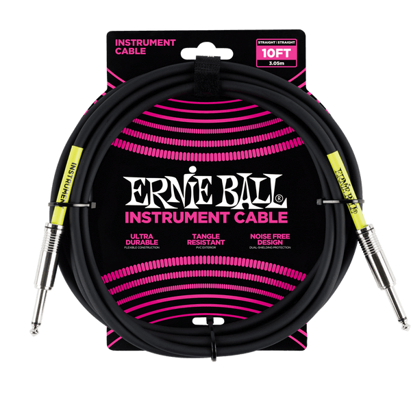 Ernie Ball P06048 Straight to Straight Black Instrument Cable - 3 Metre