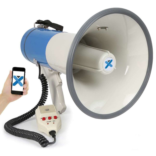Vexus 27 Watt (55 Watt max.) Over The Shoulder Style Megaphone with Bluetooth and Siren